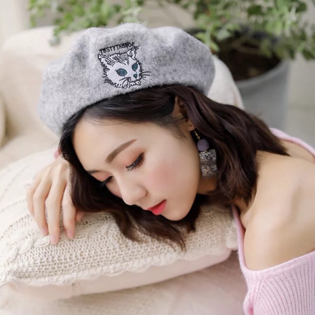 Mũ nồi beret hình con mèo