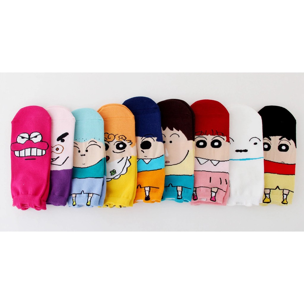 Tất cổ thấp in hình Shin Hoạt hình Dễ thương Cute Vớ nữ cổ ngắn Hoạt hình Chất Cotton