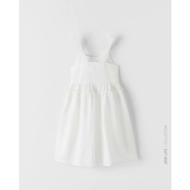 Đầm trắng ZARA cài khuy bé gái, váy xuất dư trẻ em