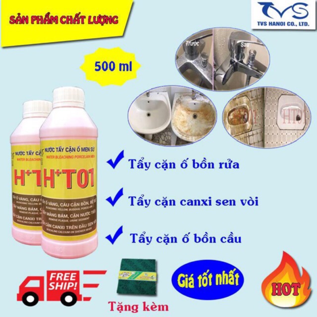  Tẩy ố, cáu bẩn đồ sứ, bồn sứ, bồn cầu HT01 (tặng pad chà)