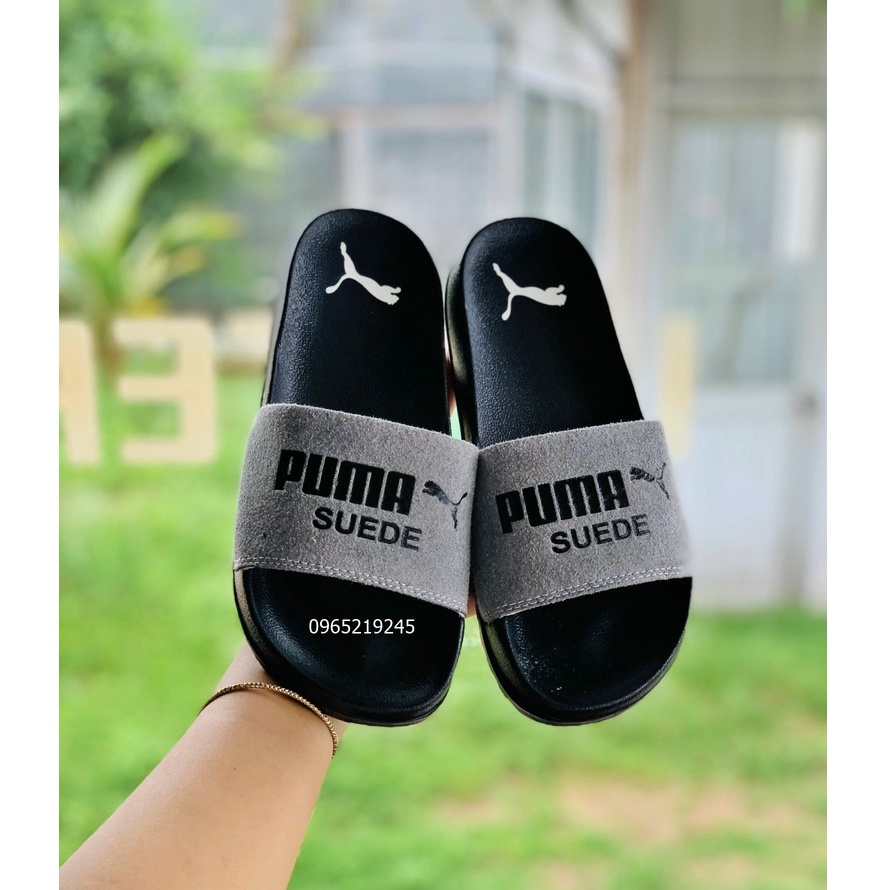 ♥️ Freeship+Hộp ♥️ Dép 𝐌𝐋𝐁 𝐏𝐔𝐌𝐀 da lộn,dép quai ngang nam nữ 𝐏𝐔𝐌𝐀,dép mlb thể thao nam nữ in PUMA da lộn xanh-quai-đen