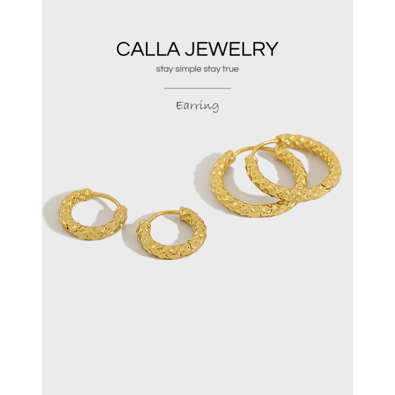 KHUYÊN TAI BẠC CALLA - Nhám l E014