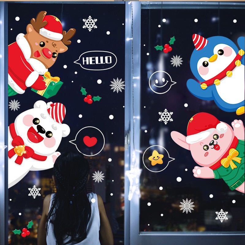 Decal dán tường Noel Hít Tĩnh Điện không Dơ Kính -