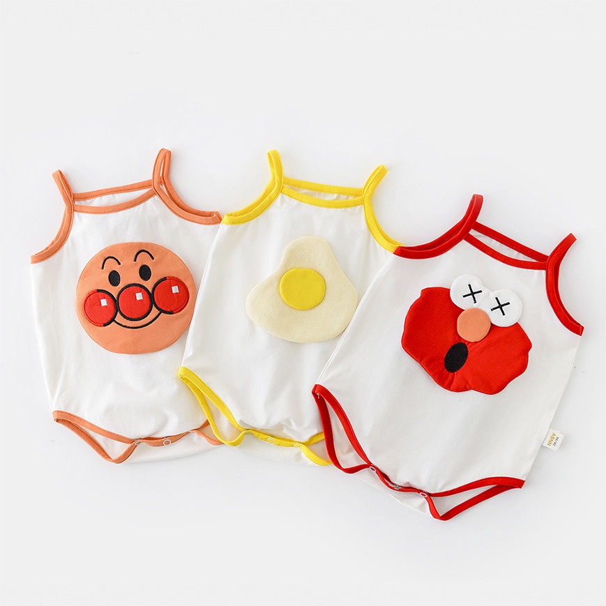 Bộ Áo Liền Quần Không Tay In Họa Tiết Hoạt Hình Thời Trang Mùa Hè Dễ Thương Cho Bé 0-18 Tháng Tuổi