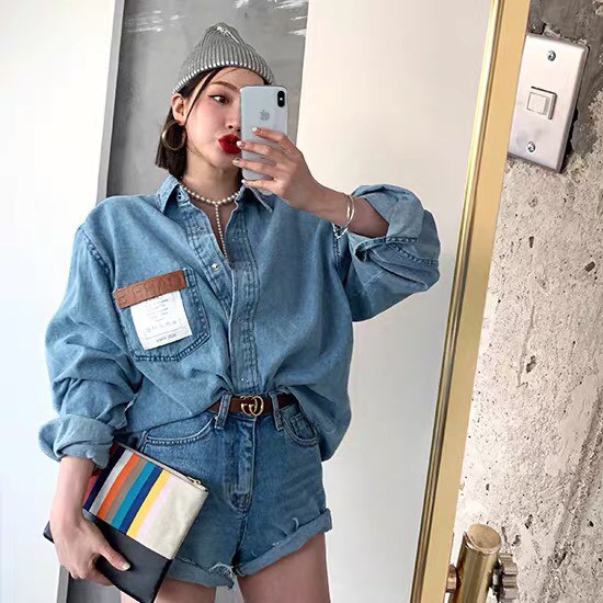 Áo denim oversize siêu bự
