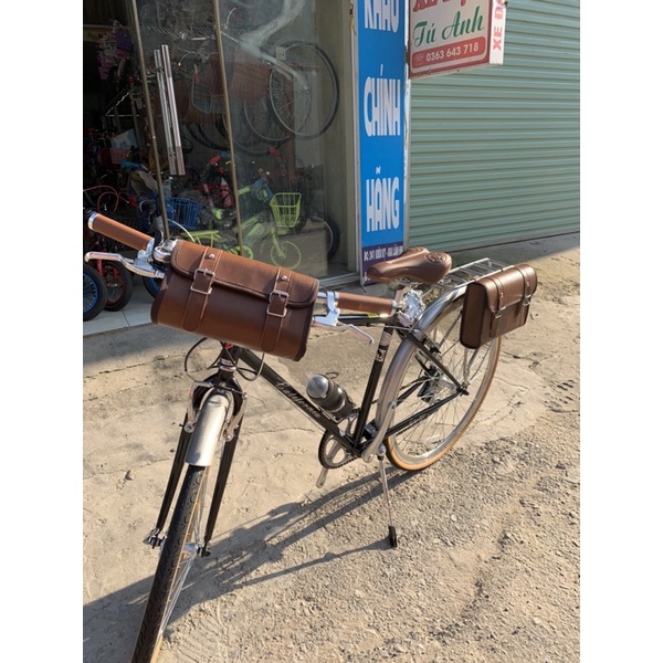 Túi da treo phía trước xe đạp, túi treo tay lái xe đạp, treo baga xe đạp cỡ nhỏ
