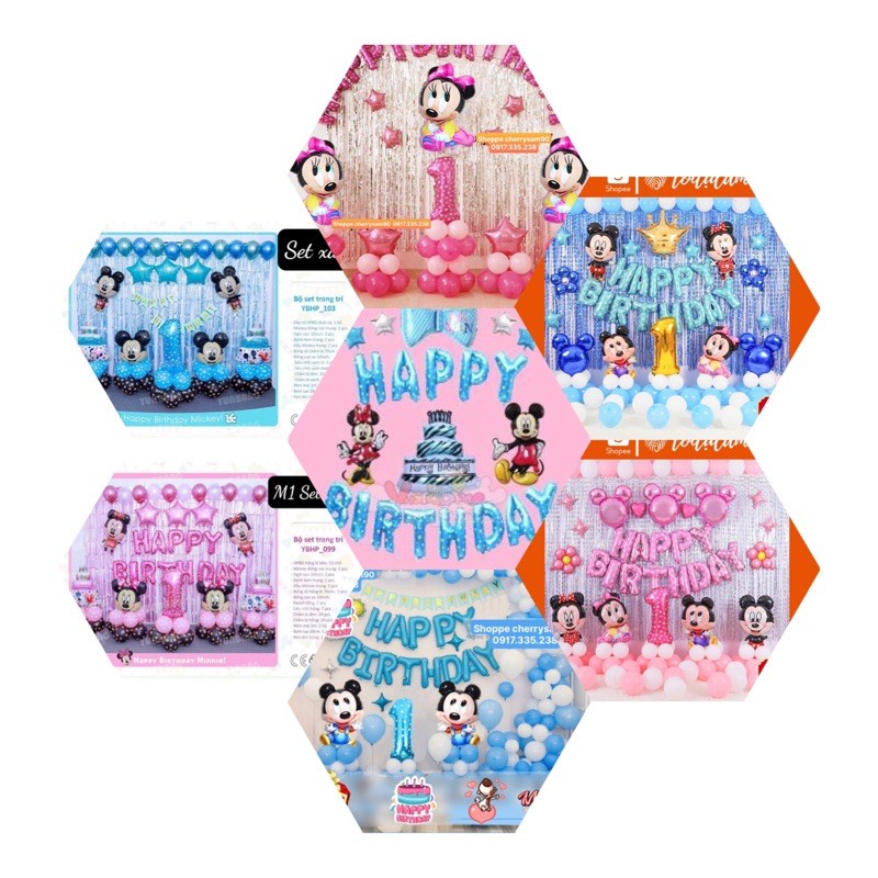 Set Mickey Cả Bộ Kèm Rèm Kim Tuyến Đầy Đủ Siêu Hot