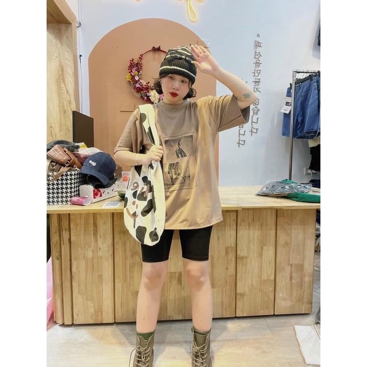 Áo Thun Cô Gái Đóng Khung PEONYB Nữ [FREESHIP]  Phông form rộng tay lỡ in hình vintage, pull 3158 hàn quốc Ulzzang