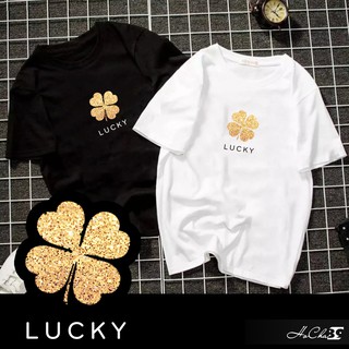 Áo thun Cao Cấp CỎ 4 LÁ May Mắn - Gold Kim Tuyến - Vải Cotton 4c Siêu Mềm Mịn (Không đúng Cotton đền tiền tặng áo)