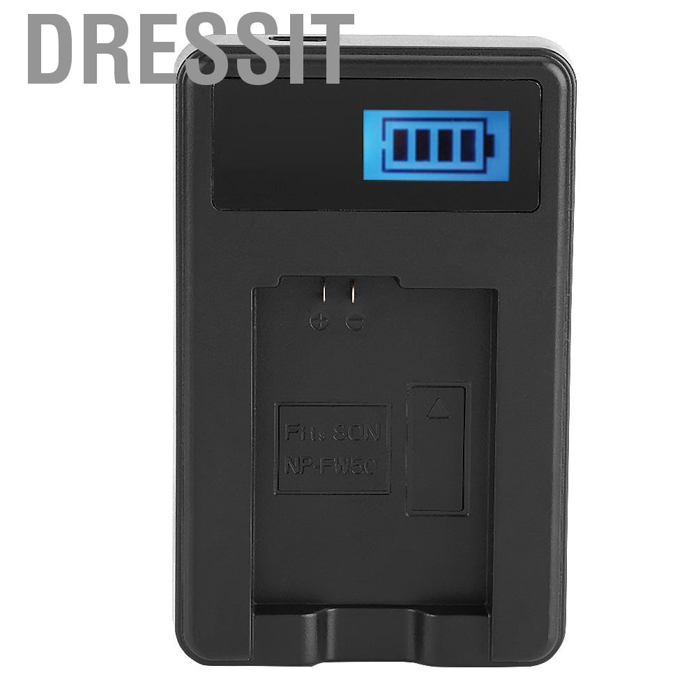 Dressit NP-FW50 Battery LCD Single Charger for Sony Alpha A6000 A6300 A6500 A7r A7