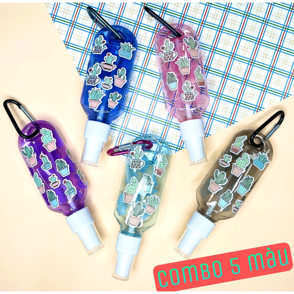 Combo 5 bình xịt bầu dục 50ml tặng kèm sticker và móc treo tiện dụng