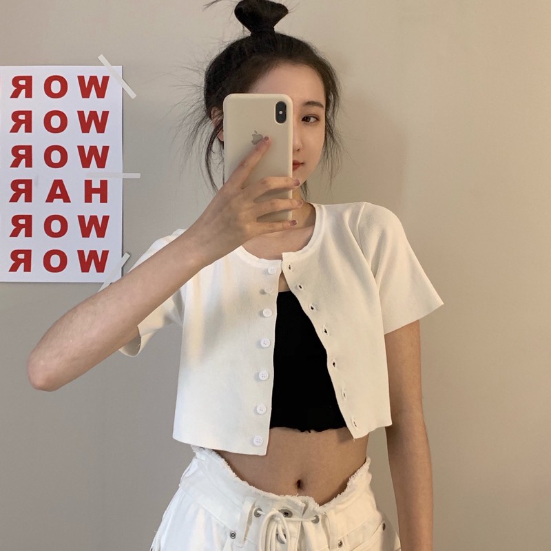 Áo croptop nữ tay ngắn LIN Ulzzang cổ tròn form rộng - VIETCEN