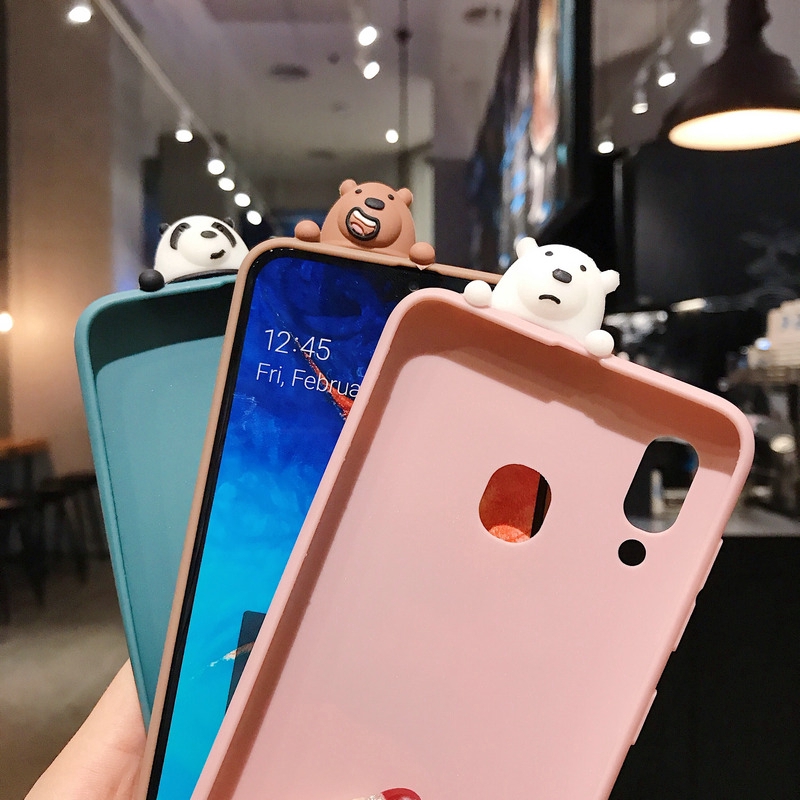 Ốp điện thoại hình gấu cho Samsung A51 A50s A30s A10s A20s A31 A11 M11 M30s M21 A20 A30 We Bare Bears Phone Case with Doll