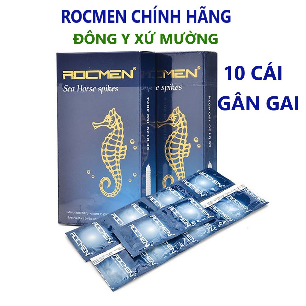 Bao cao su gai Rocmen Sea Horse bạc hà - bcs gai kéo dài thời gian, chống xuất tinh sớm - combo 2 hộp