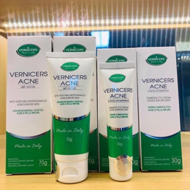 Bộ đôi sản phẩm Vernicer Acne (Sữa rửa mặt và kem ngừa mụn Vernicers Acne)