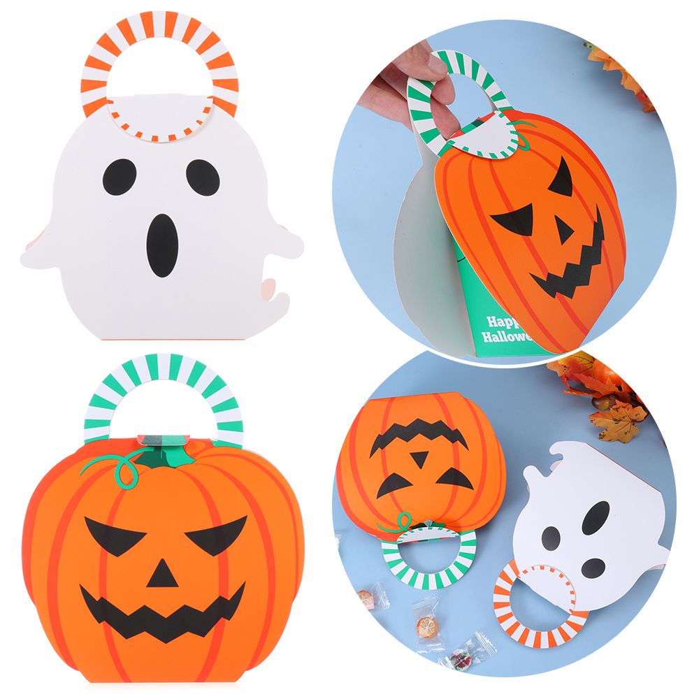 NEONY 1Pcs Ghost Cookie Package Home Decor Snack Food Packing Halloween Candy Box Halloween Party Decoration Pumpkin Gift Box Party Supplies Folding