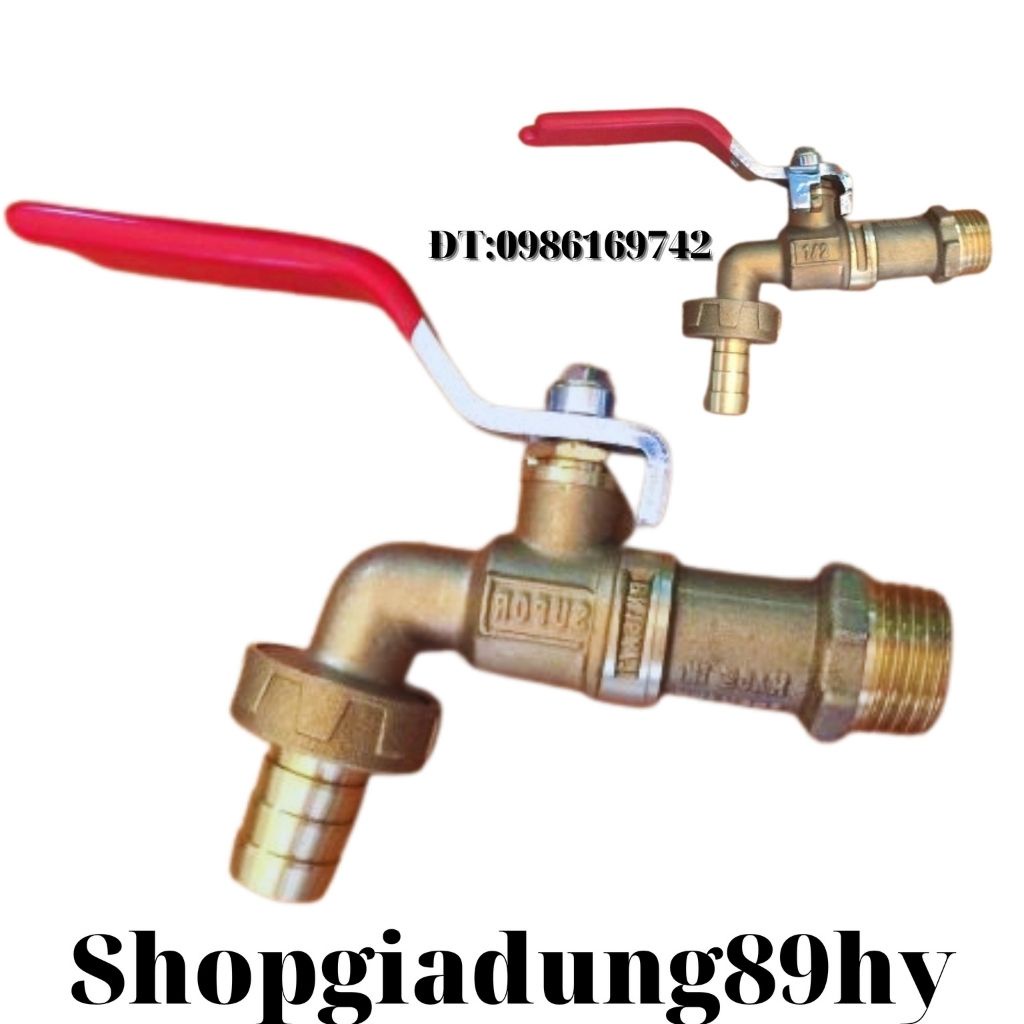 Vòi Gạt Nước khóa nước Đúc Nguyên Khối Bằng Đồng loại tốt Hãng Ferroli { Phi 21mm và Phi 27mm }