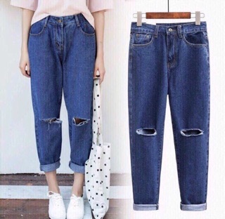 quần Baggy trơn rách gối