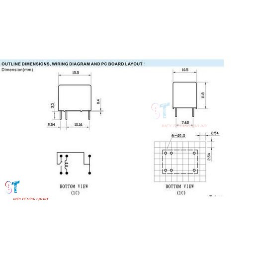 Bộ 2 Rơ le, Relay HK4100F DC 5V, 12V, 24V SHG