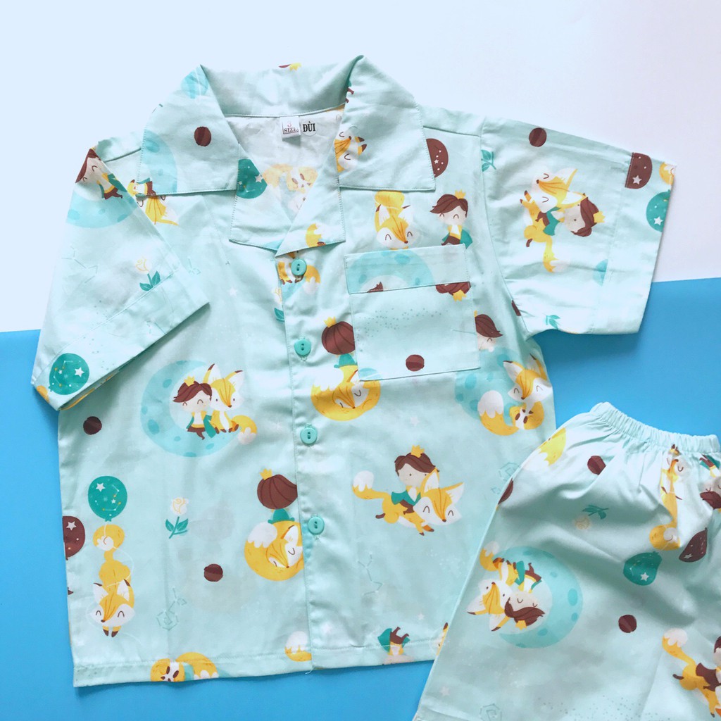 Pijama đùi cho bé vải cotton hút mồ hôi Hoàng tử bé size 14-35kg