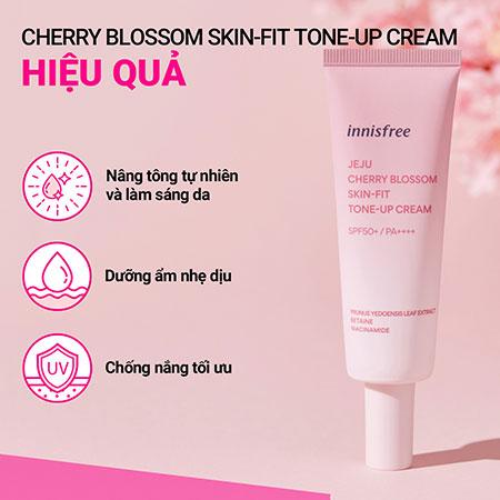 Kem Dưỡng Ẩm Nâng Tông Sáng Da Hỗ Trợ Chống Nắng innisfree Cherry Blossom Skin-Fit Tone-up Cream SPF50+ PA++++ 50 ml
