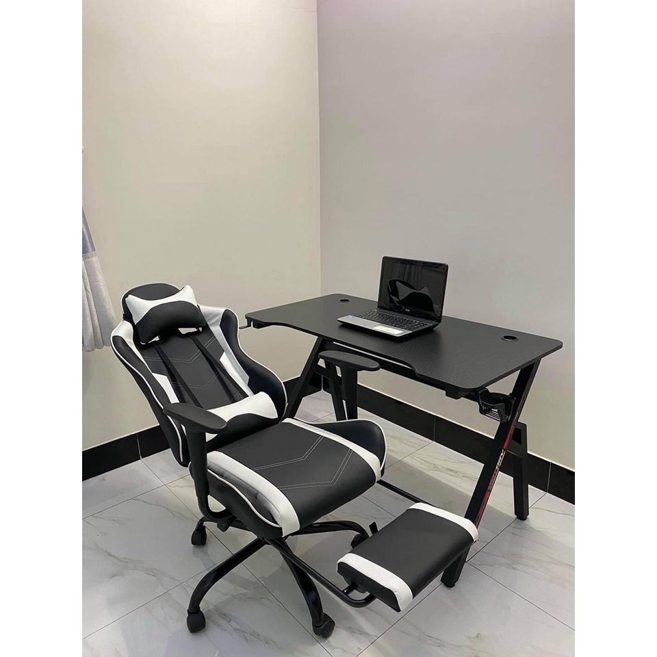 Ghế Gaming masage chân xoay 3 chế độ nâng cao thấp - ngã lưng 135 độ - chân gác