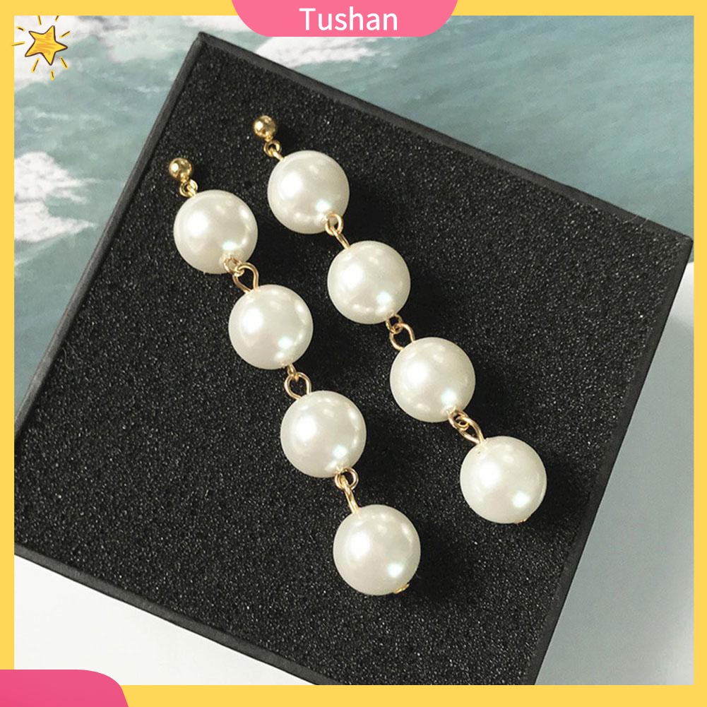 Khuyên Tai Dáng Dài Đính Ngọc Trai Nhân Tạo Thanh Lịch Cho Nữ