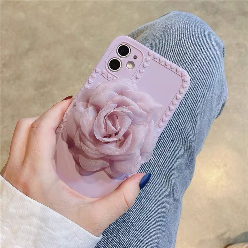 Ốp Điện Thoại Họa Tiết Bông Hoa Màu Hồng/Tím Cho Iphone7plus 13 pro max Xr X / Xs 11 Promax 1212pro