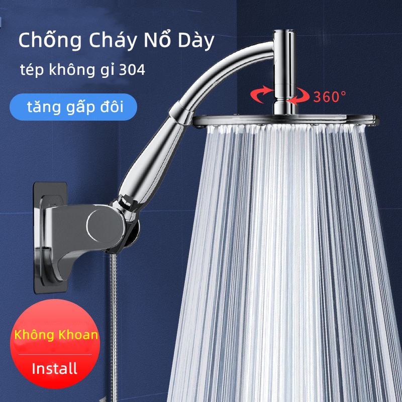 Đầu Vòi Hoa Sen Hình Vuông/Tròn Bằng Thép Không Gỉ Cỡ Lớn Cho Nhà Tắm