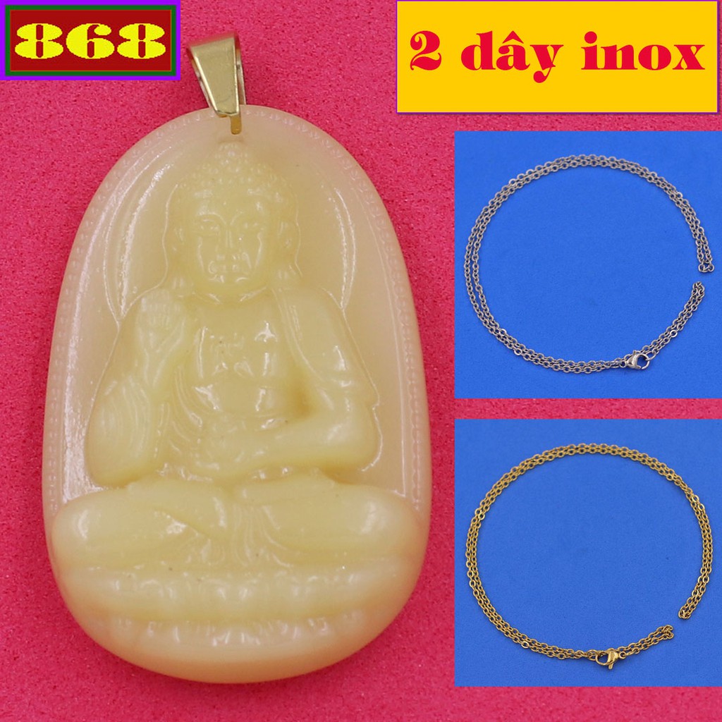 Vòng cổ mặt phật 2 dây inox A di đà vàng 3.6 cm HINTRVTAVB1 - Hộ mệnh tuổi Tuất, Hợi