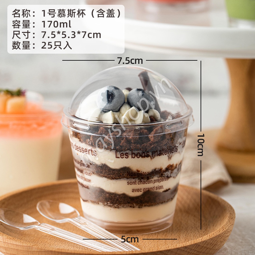 25 Cốc nhựa Les Bons kèm nắp