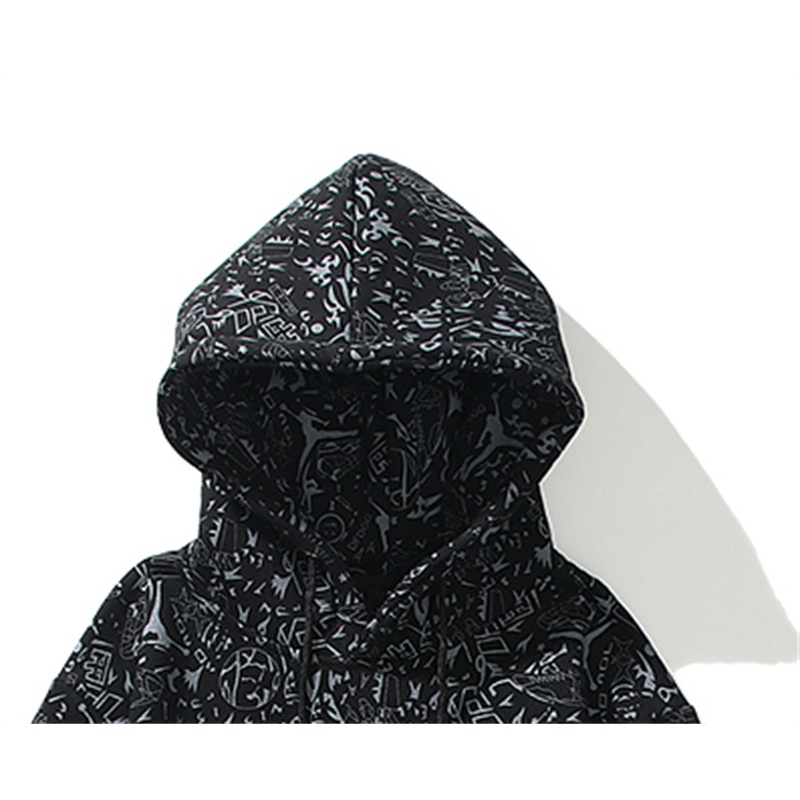 Áo hoodie Air Jordan tay dài bằng cotton lót nhung thêu họa tiết cổ điển thời trang cho nam và nữ