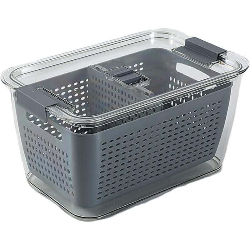 Hộp Đựng Thực Phẩm Tủ Lạnh 2 Lớp Có Lỗ Thoát Nước, Có Khóa Thoát Khí, Dễ Dàng Bảo Quản