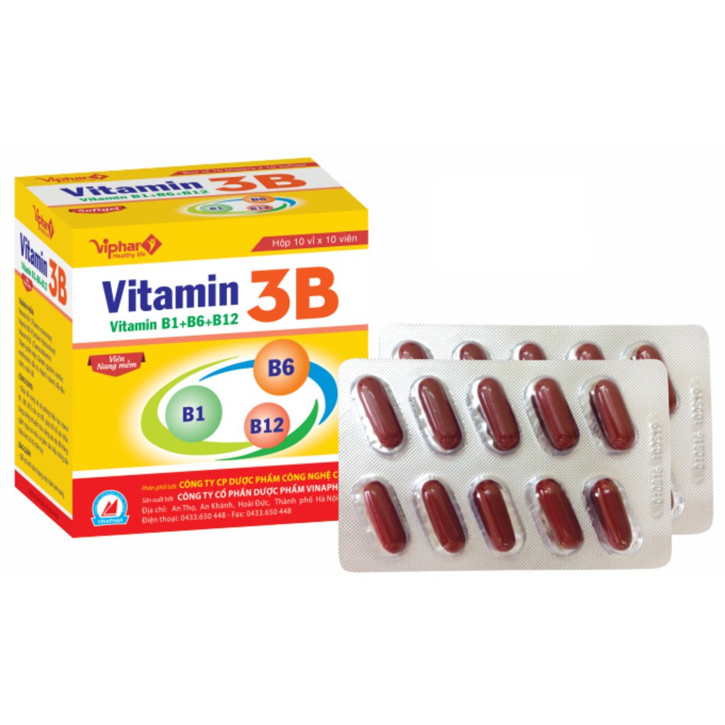 VITAMIN B1 B6 B12 - VITAMIN 3B - VIÊN NANG MỀM HỘP 100 VIÊN
