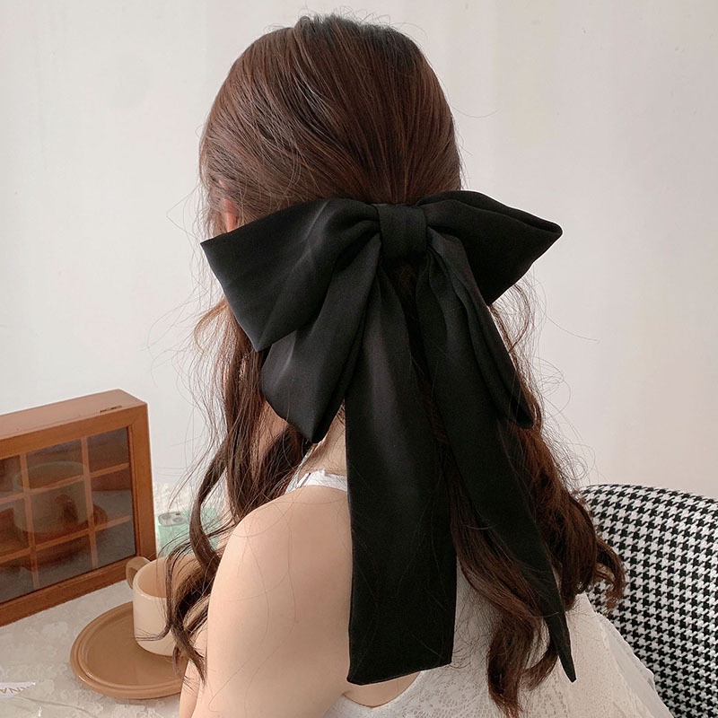 Kẹp Tóc Nơ Vải satin Cao Cấp Đính Tua Rua Phong Cách retro Dành Cho Nữ