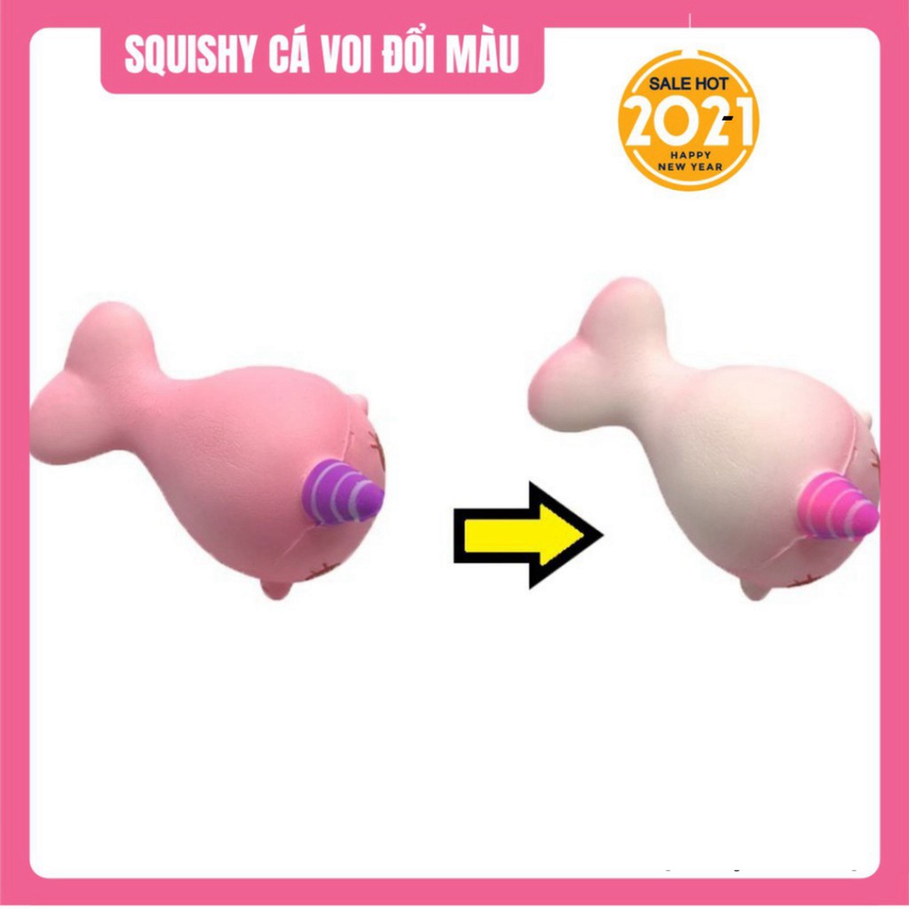 Squishy cá voi đổi màu 10cm rất mềm và chậm tăng