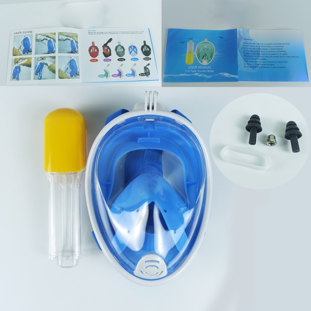 Mặt nạ lặn biển kính lặn Full Face, có ống thở góc nhìn 180 độ ngắm san hô