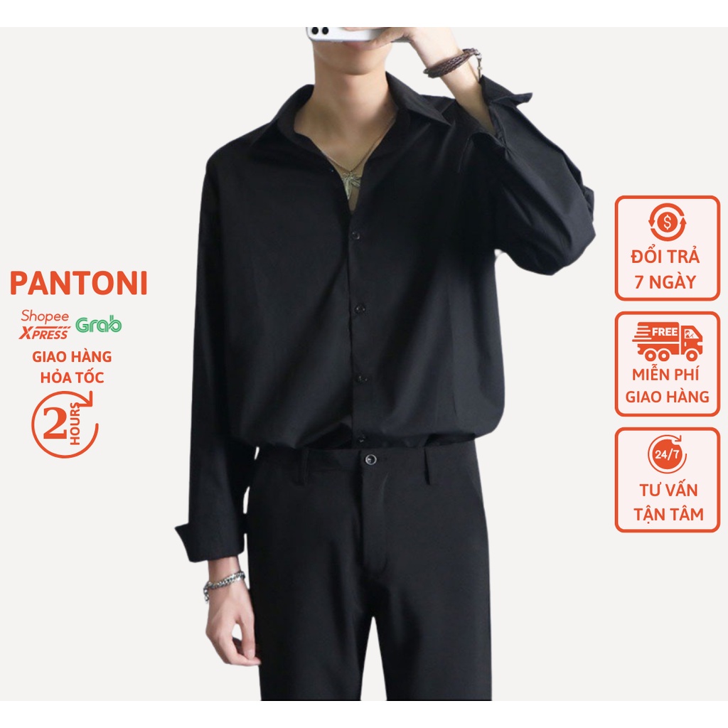 Áo sơ mi nam form rộng Pastel Premium chất vải lụa hàn cao cấp, Sơ mi nam phong cách Unisex thời trang PANTONI