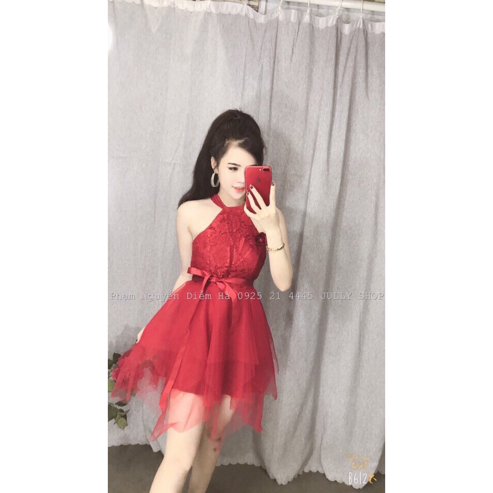 Đầm xòe nữ cổ yếm thời trang AMEE
