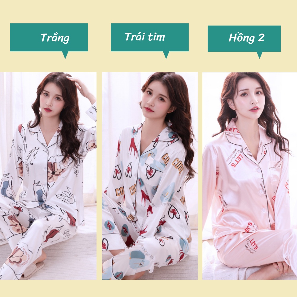 Đồ Bộ Pijama Nữ Lụa Hàn Cao Cấp Chất Mềm Mịn Mướt (Ảnh +Video Thật)