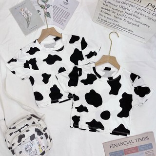 Áo thun croptop bò sữa