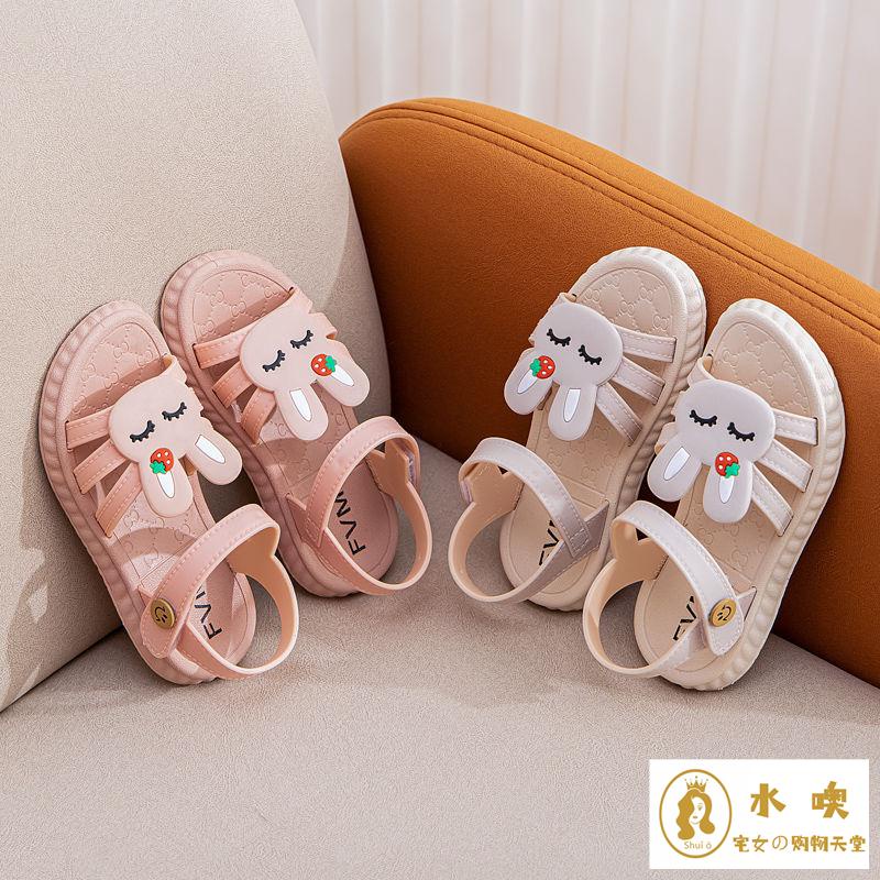 Sandal Đế Mềm Chống Trượt Hở Ngón Hình Thỏ Dễ Thương Dành Cho Bé Gái