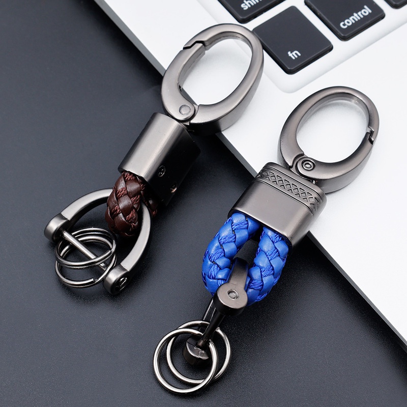 Móc Khóa Da Bện Thủ Công Phối Hợp Kim Kẽm Chất Lượng Cao Cho Nam Nữ