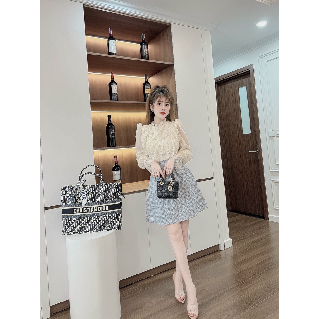 váy dạ xòe phối ren tỷ mỉ từng chi tiết hàng thiết kế cao cấp nhà e hiền | BigBuy360 - bigbuy360.vn