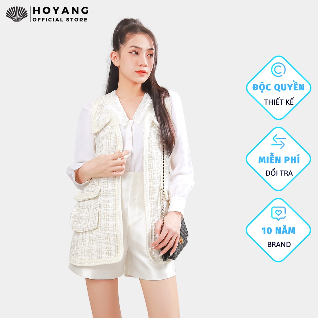Áo Khoác Gile Dạ HoYang Dáng Ngắn Hàn Quốc Có Túi AVHY10