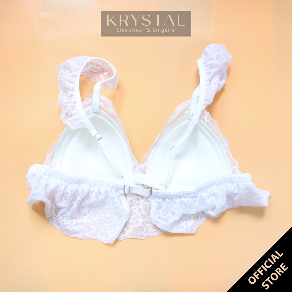 Bộ đồ lót ren không gọng mút vừa nâng ngực màu trắng tinh khôi sexy gợi cảm KRYSTAL Bralette Princess KB01