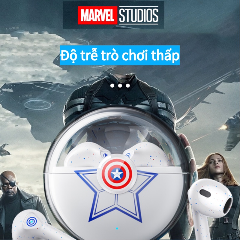 Tai nghe Bluetooth 5.0 in-ear không dây siêu trầm, Thiết kế độc đáo siêu anh hùng Marvel, cảm ứng thông minh