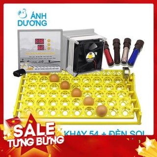 Máy ấp trứng mini Ánh Dương P100 - Kèm đảo tự động khay 54 trứng, lắp thùng xốp - Kèm HDSD, đèn soi trứng và gói úm