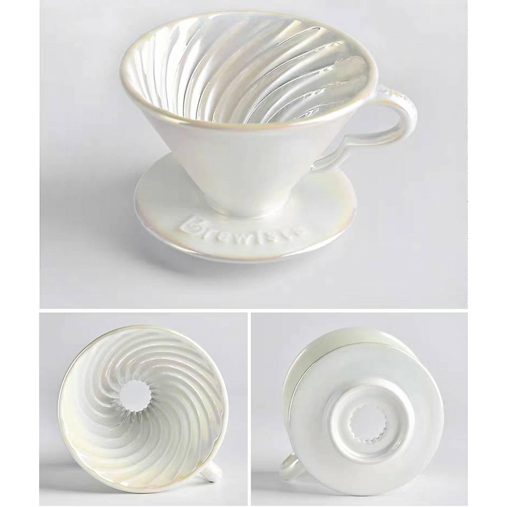 Phễu lọc cà phê V60 sứ cao cấp Brewista - Brewista Artisan Tornado Porcelain Dripper - Màu xà cừ size 1-2 cups