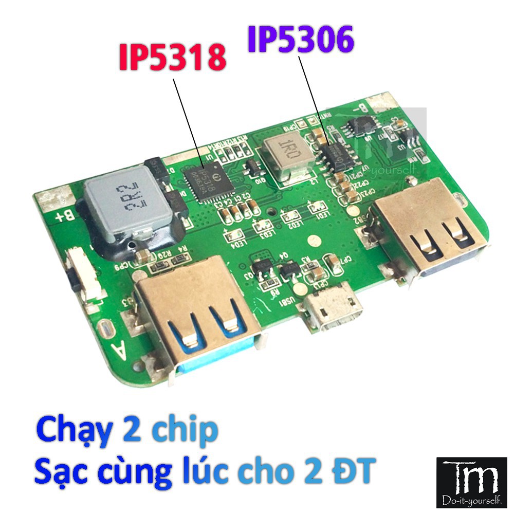 Mạch Sạc Dự Phòng Sạc Nhanh QC 3.0 Chip IP5318 18W Đủ công suất